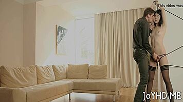 J Sweetie teases with wet pussy in hardcore couple bang