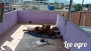 Morena dwarf takes big black cock hard from behind outdoors