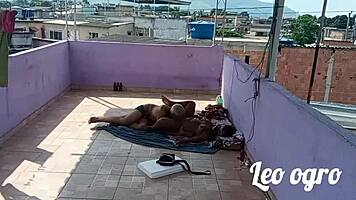 Morena dwarf takes big black cock hard from behind outdoors