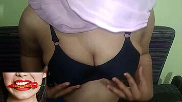 indian amateur reveals natural tits in homemade blowjob scene