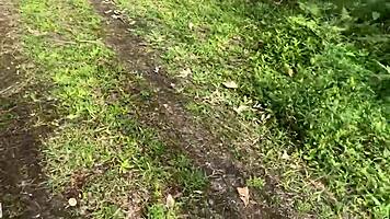 First time ANAL in PUBLIC, bent over with BIG TITS squirting wet.