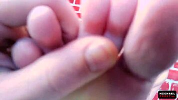 a petite russian brunette teen uses her feet to make him cum in pov