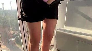 Teen 18+ gives public blowjob on ferris wheel outdoor