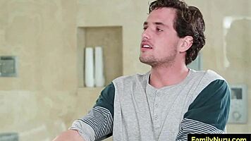 Step Mother and Son Share Naked Oil Massage Session