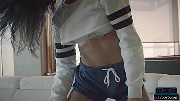 playboy5 com - petite latina emily willis strips naked for football promo