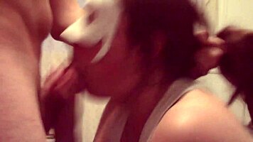 this teen girl deepthroats and swallows cum in a hot blowjob scene