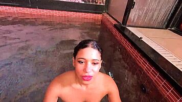 lalla potira playing by the poolside with friends