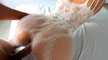 She has a sweet treat between her legs and loves filling it with my yummy cream!