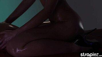 Petite teen 18+ lesbians with short and long hair enjoy wild oily strapon fucking 😏💦