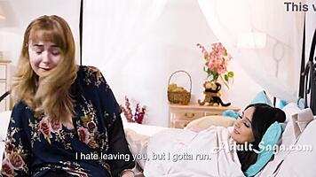 Cute teen 18+ conceals her horny lesbian lover under the bed, igniting girl-on-girl desires.