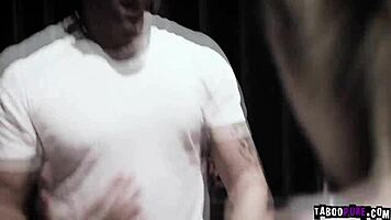 Strangers engage in taboo fucking and blowjob in prison cell with blonde teen 18+