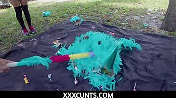 stud gets slammed by tiny 18+ teens on birthday - freya von doom, sweet sophia