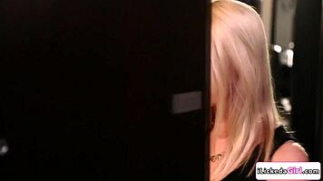 Petite lesbian stripper squirts with intense pleasure