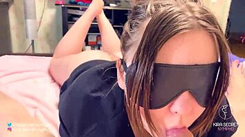 Blindfolded Kira Secret Sucks Favorite Meal