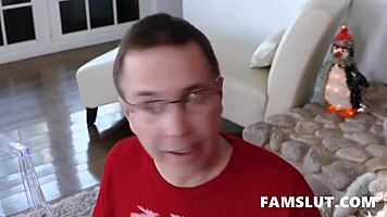 Step sister teases cock at christmas party 😏