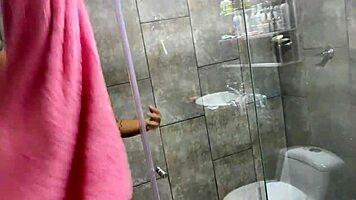 enjoying hot shower with stepsister 😏