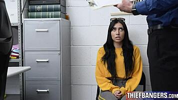 Babe bends over for body search