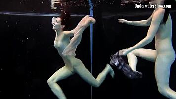 Two Girls Swim and Get Naked on Beach