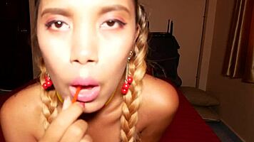 Horny Thai Teen Flashes Tits On Webcam!