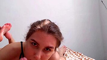 Hot mom sucks hard and flaunts her smooth feet