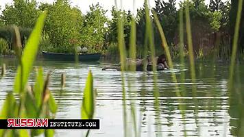 Two lesbians fingering on the pier