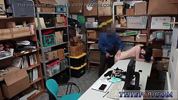 Curly black teen suspect gets caught by police and fucked hard in uniform