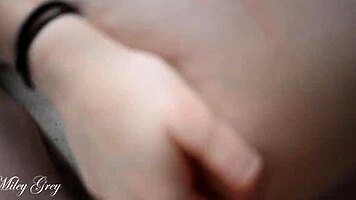 Horny Teen in Panties Rides Dick with Footjob, Moaning Loudly - Miley Grey