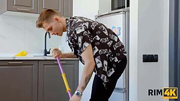 Russian Girl in Red Stockings and Friend Dive Into Wild Threesome Sex With Rimjob Action