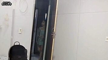 I saw my friend was out, so I licked his big black cock in her bed