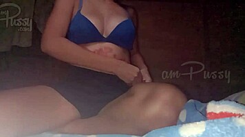 Asian college girl shaves and rubs her pussy, she says.