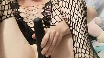 Latina blonde playing with dildo toys