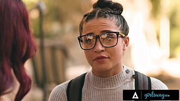 Hot college girl fucks rivals' besties Aidra Fox and Aria Lee in lesbian group action