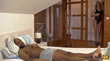 Black4k stud seduces blonde for steamy hotel affair