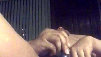 playing with my fat wet throbbing pussy in bed! it feels so good to me, fingering my shaved hairless small tits solo