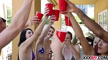 Feeling the intense pleasure of big cocks at summertime BBQ