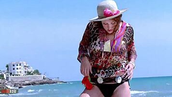 Pretty Petite Redhead Emy Russo Strips On Beach