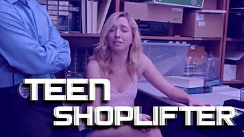 fit officer feels intense pleasure from petite teen's blowjob at work