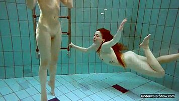 Two Hot European Babes Swim Naked In Pool, Licking Tight Russian Pussies