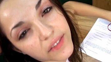 young hot girl gives horny blowjob