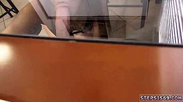 petite teen in casting sucks stepbro's banana like it's real