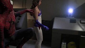Casey Calvert rides big cock in Spiderman parody scene!
