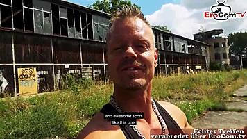 German outdoor hookup with a black-haired teen 18+ showing small tits