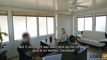 OMG! Loan4k Blonde Cutie Fucks at Bank Desk for Cash Loan