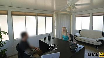 OMG! Loan4k Blonde Cutie Fucks at Bank Desk for Cash Loan