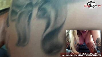 German Tattooed Babe With Big Tits Fucks On Webcam