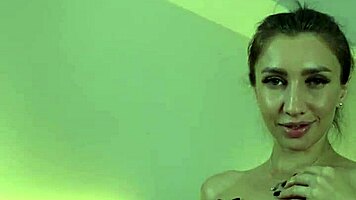 Oiled Brunette Ready For Deep Mouth And Pussy Fuck, Cum On Face