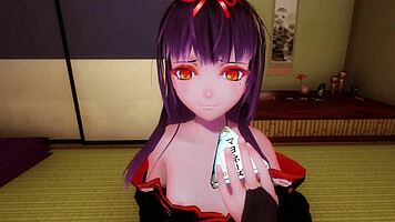 Yui gives blowjob in hentai game