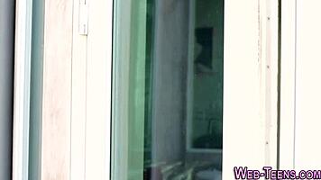 Tiny Teen Licks Petite Girlfriend's Small Tits on Webcam