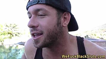 ebony babe september reign in wild interracial threeway!