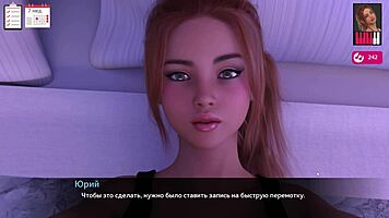 Melody's redhead petite body with natural tits in 3D gameplay.